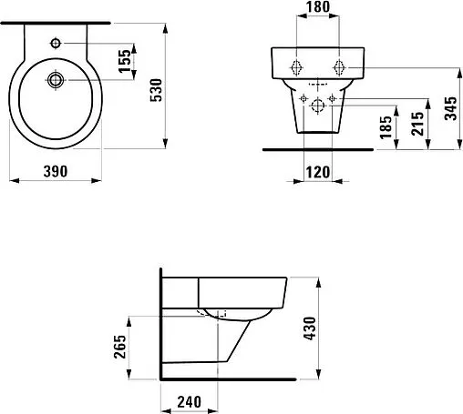 Биде подвесное Laufen Val белый 8.3028.1.000.302.1