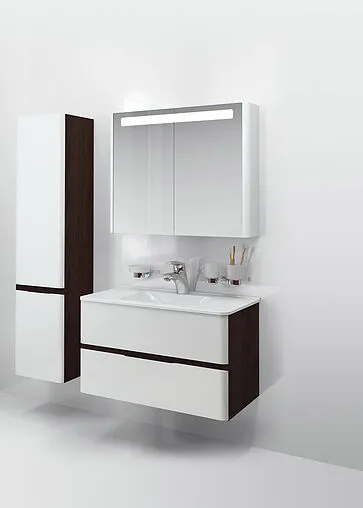 Шкаф-пенал подвесной с бельевой корзиной Am.Pm Bliss D 34 L белый глянец/венге M55CHL0341WG Шкаф-пенал подвесной с бельевой корзиной Am.Pm Bliss D 34 L белый глянец/венге M55CHL0341WG