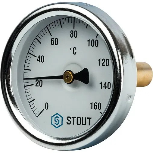 Термометр биметаллический Stout 63мм 160°С гильза 50мм ½&quot; SIM-0002-635015