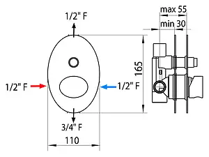 Смеситель для ванны скрытого монтажа Bossini Oval хром Z006202.030, 3