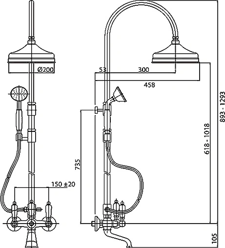 Душевая система со смесителем для ванны Cezares First хром FIRST-CVD-01-Bi Душевая система со смесителем для ванны Cezares First хром FIRST-CVD-01-Bi