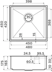 Мойка кухонная Omoikiri Kasen 48-26 INT GM вороненая сталь 4997058 Мойка кухонная Omoikiri Kasen 48-26 INT GM вороненая сталь 4997058, 2