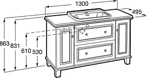 Тумба-умывальник напольная Roca Carmen 130 белый матовый 857136415+, 2