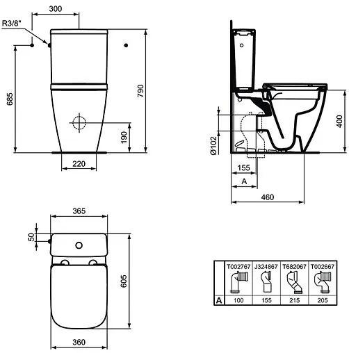 Унитаз-компакт безободковый Ideal Standard I.Life S RimLS+ белый T500001+T473501