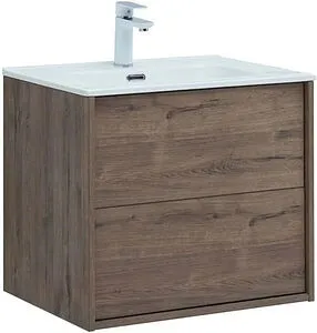 Тумба-умывальник подвесная Aquanet Lino 60 (Flat) дуб веллингтон 00287541+00254363, 1