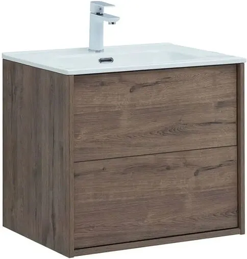 Тумба-умывальник подвесная Aquanet Lino 60 (Flat) дуб веллингтон 00287541+00254363