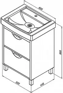 Тумба-умывальник напольная Aquanet Гретта 60 New белый 00233577+00185551 Тумба-умывальник напольная Aquanet Гретта 60 New белый 00233577+00185551, 2
