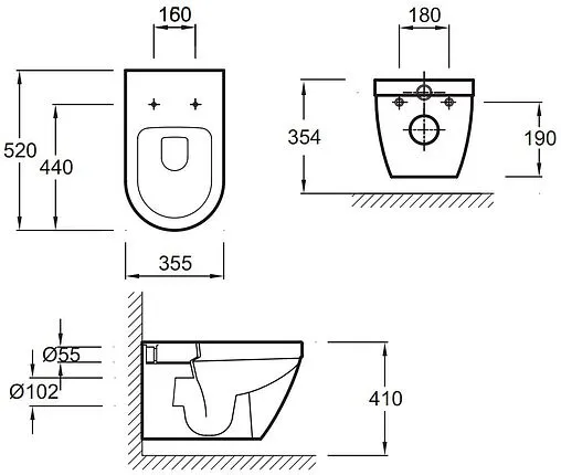 Комплект 6 в 1 Jacob Delafon Rodin+ E21750RU-00 с кнопкой E36496-00 белый глянцевый