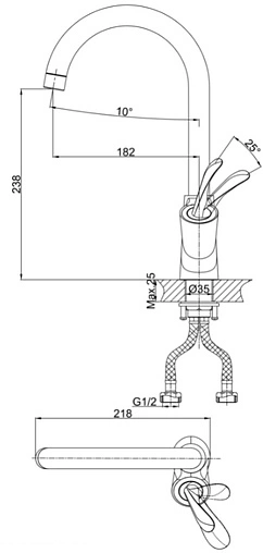 Смеситель для кухни D&amp;K Venice Baciano хром DA1032441