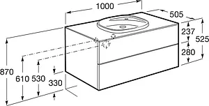 Тумба-умывальник подвесная Roca Beyond 100 городской дуб 851358402 Тумба-умывальник подвесная Roca Beyond 100 городской дуб 851358402, 2