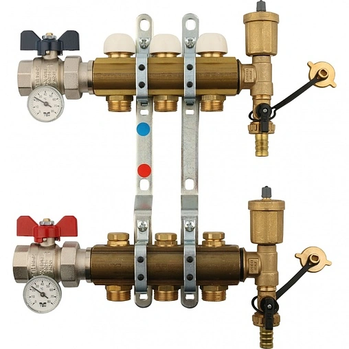 Группа коллекторная без расходомеров 3 отвода 1&quot;в/в x ¾&quot;ек Tiemme 3870030
