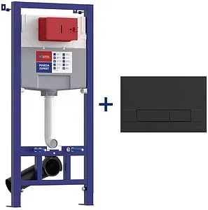 Инсталляция для подвесного унитаза Set 3 в 1 Lemark Peneda Expert + Bit 9812216 с кнопкой черный матовый soft touch Инсталляция для подвесного унитаза Set 3 в 1 Lemark Peneda Expert + Bit 9812216 с кнопкой черный матовый soft touch, 1