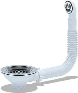 Выпуск с корзиной для мойки с круглым переливом Ани Пласт хром N320S Выпуск с корзиной для мойки с круглым переливом Ани Пласт хром N320S, 1