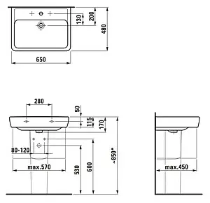 Раковина Laufen Pro 65 белый 8.1895.3.000.104.1, 2