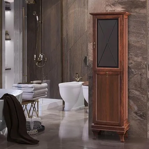 Шкаф-пенал напольный с бельевой корзиной Opadiris Борджи 44.3 R светлый орех Z0000003720