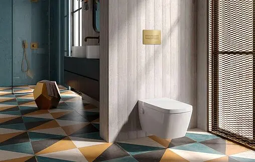 Клавиша смыва для унитаза TECEsolid 9240436 латунь с текстурой ромбы