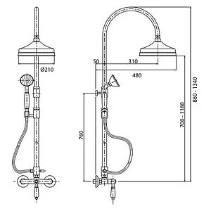 Душевая система со смесителем для душа Cezares Margot бронза MARGOT-CD-02-M Душевая система со смесителем для душа Cezares Margot бронза MARGOT-CD-02-M, 2