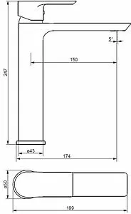 Смеситель для раковины Damixa Apollo чёрный матовый 470250300, 2