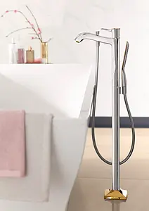 Смеситель для ванны напольный Hansgrohe Metropol Classic хром/золото 31445090 Смеситель для ванны напольный Hansgrohe Metropol Classic хром/золото 31445090, 3