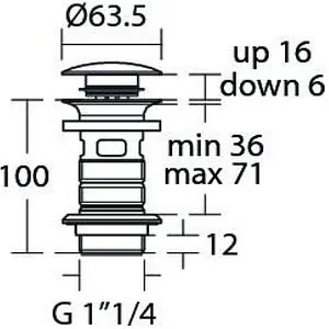 Выпуск автоматический для раковины без перелива Ideal Standard чёрный шелк E1483XG Выпуск автоматический для раковины без перелива Ideal Standard чёрный шелк E1483XG, 2