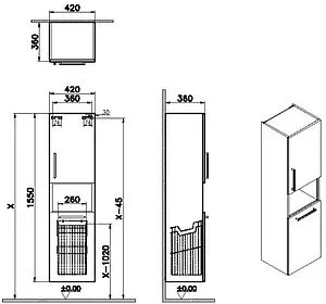 Шкаф-пенал подвесной VitrA Root 40 L белый/светлое дерево 66237 Шкаф-пенал подвесной VitrA Root 40 L белый/светлое дерево 66237, 2
