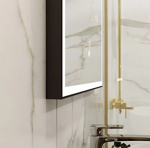 Зеркало с подсветкой Continent Frame Black Led 100x70 чёрный ЗЛП188