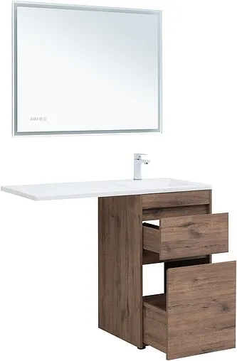 Тумба-умывальник напольная Aquanet Токио 110 R дуб веллингтон 00333647+00235498