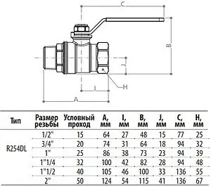 Кран шаровый 1"в x 1"н Giacomini R254LX005 Кран шаровый 1"в x 1"н Giacomini R254LX005, 2