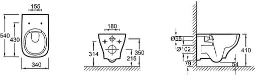 Комплект 5 в 1 Jacob Delafon Struktura E21771RU-00 с кнопкой E4316-00 белый глянцевый