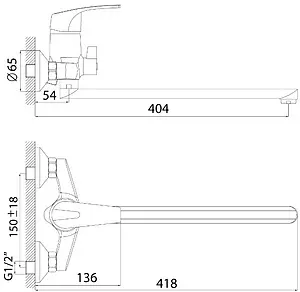 Смеситель для ванны с длинным изливом Rossinka хром D40-32 Смеситель для ванны с длинным изливом Rossinka хром D40-32, 2