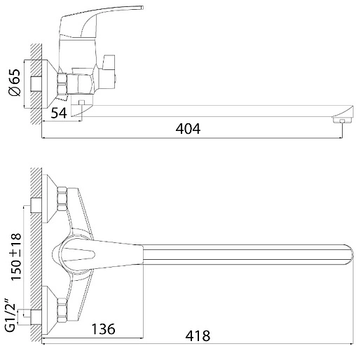 Смеситель для ванны с длинным изливом Rossinka хром D40-32