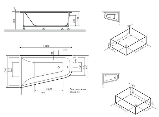 Ванна акриловая Am.Pm Spirit 160x100 R W72A-160R100W-A2