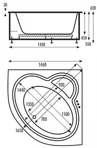 Ванна акриловая Vagnerplast Catalina 146x146 VPBA146CTL3X-04 Ванна акриловая Vagnerplast Catalina 146x146 VPBA146CTL3X-04, 2