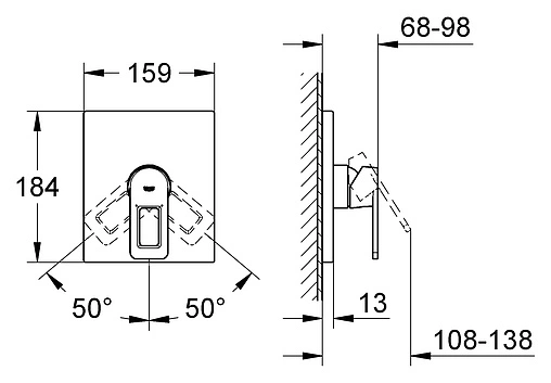 Смеситель для душа скрытого монтажа Grohe Quadra хром 19455000