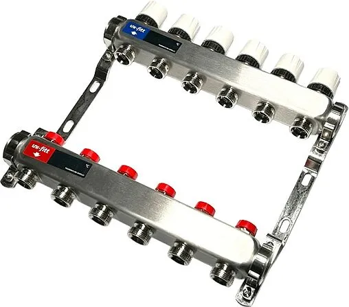 Группа коллекторная без расходомеров 6 отводов 1&quot;в/в x ¾&quot;ек Uni-fitt TECHNO 451W4306