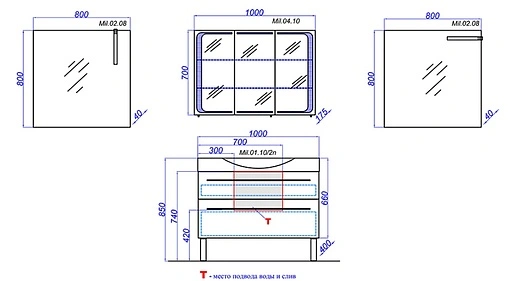 Тумба под умывальник напольная Aqwella Milan 100 белый Mil.01.10/2n/W