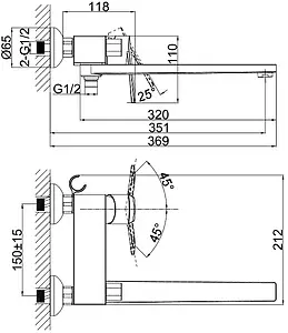 Смеситель для ванны с длинным изливом D&K Rhein Lessing хром DA1323301 Смеситель для ванны с длинным изливом D&K Rhein Lessing хром DA1323301, 2