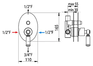 Смеситель для ванны скрытого монтажа Bossini Liberty хром Z001202.030, 3