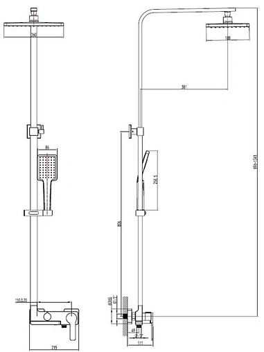 Душевая система со смесителем для ванны SMARTsant Велнес хром SM1607BK