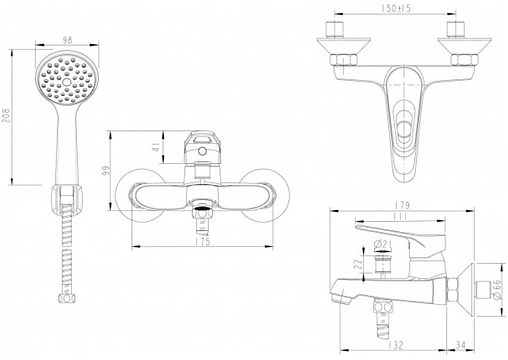 Смеситель для ванны Bravat Drop хром F64898C-B Смеситель для ванны Bravat Drop хром F64898C-B
