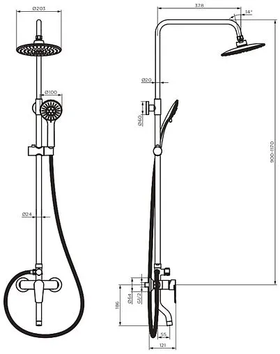 Душевая система со смесителем для ванны Dorff Prime хром D0740900