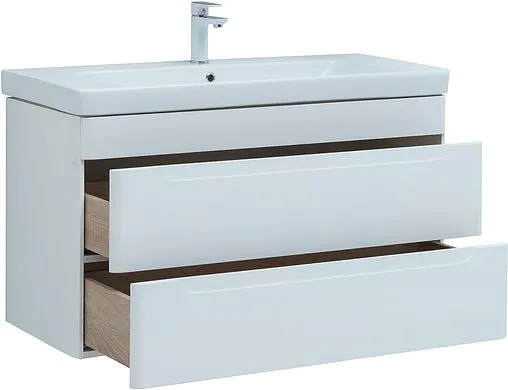 Тумба-умывальник подвесная Aquanet София 105 белый глянец 00274116+11105-KL