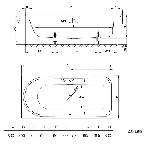 Ванна стальная Bette Ocean 180x80 anti-slip+easy-clean белый 8857-000 PLUS AR