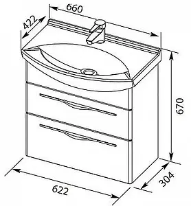 Тумба-умывальник Aquanet Ирвин 65 белый 00203969+00177677, 2
