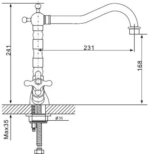 Смеситель для кухни Ulgran бронза U-014