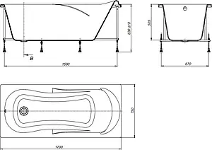 Ванна акриловая Roca Uno 170x75 ZRU9302870, 5
