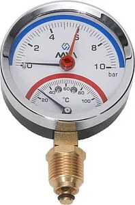 Термоманометр радиальный MVI 80мм 10 бар 120°С ½" RTM.80.12010.04 Термоманометр радиальный MVI 80мм 10 бар 120°С ½" RTM.80.12010.04, 1