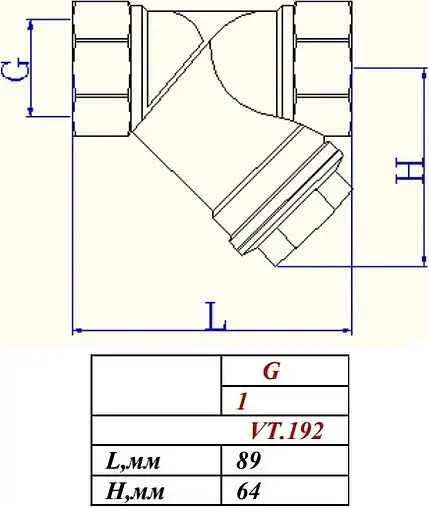 Фильтр угловой сетчатый 1"в x 1"в Valtec VT.192.N.06 Фильтр угловой сетчатый 1"в x 1"в Valtec VT.192.N.06
