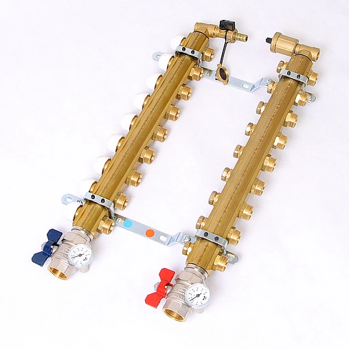 Группа коллекторная без расходомеров 9 отводов 1&quot;в/в x ¾&quot;ек Tiemme 3870042