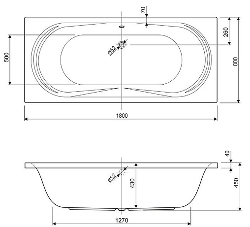 Ванна акриловая Cezares Amalfi 180x80